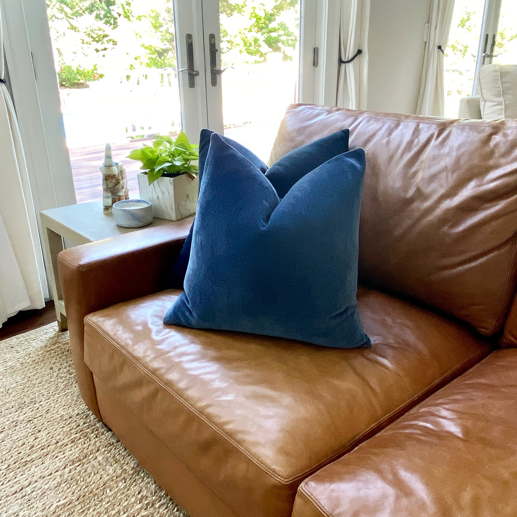 Solid Navy Blue Velvet Pillow Cover