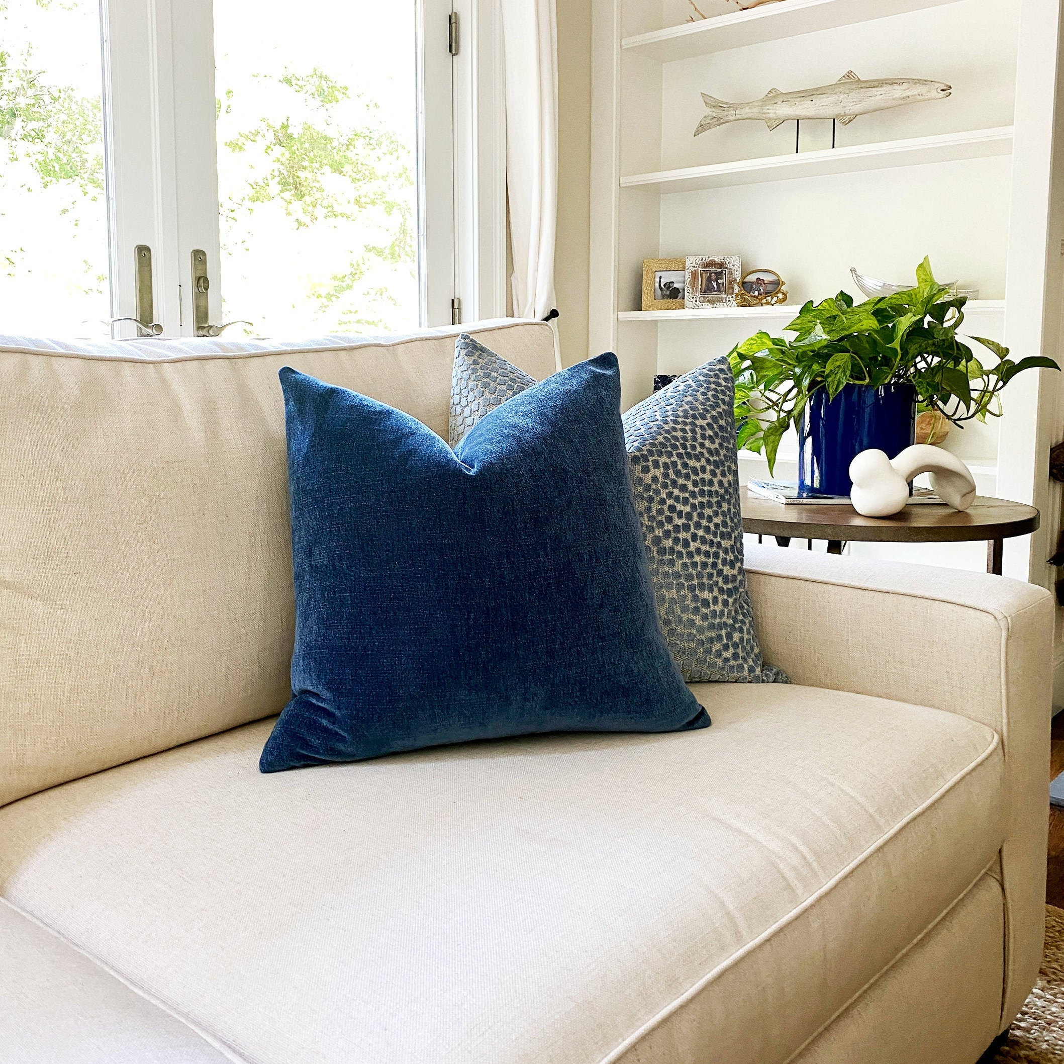 Solid Navy Blue Velvet Pillow Cover - Image 5