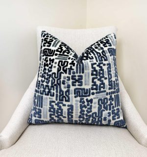 Navy Blue Abstract Tribal Velvet Pillow Cover