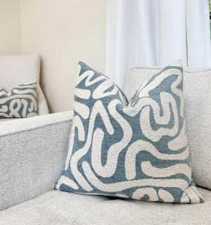 Sage Green Abstract Wavy Velvet Pillow Cover