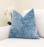 Blue Abstract Linework Velvet Pillow Cover