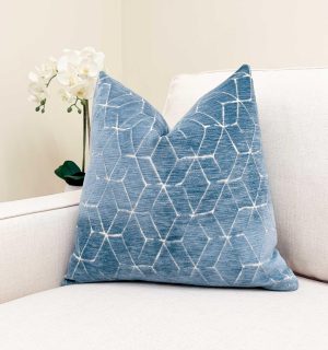 Blue Abstract Linework Velvet Pillow Cover