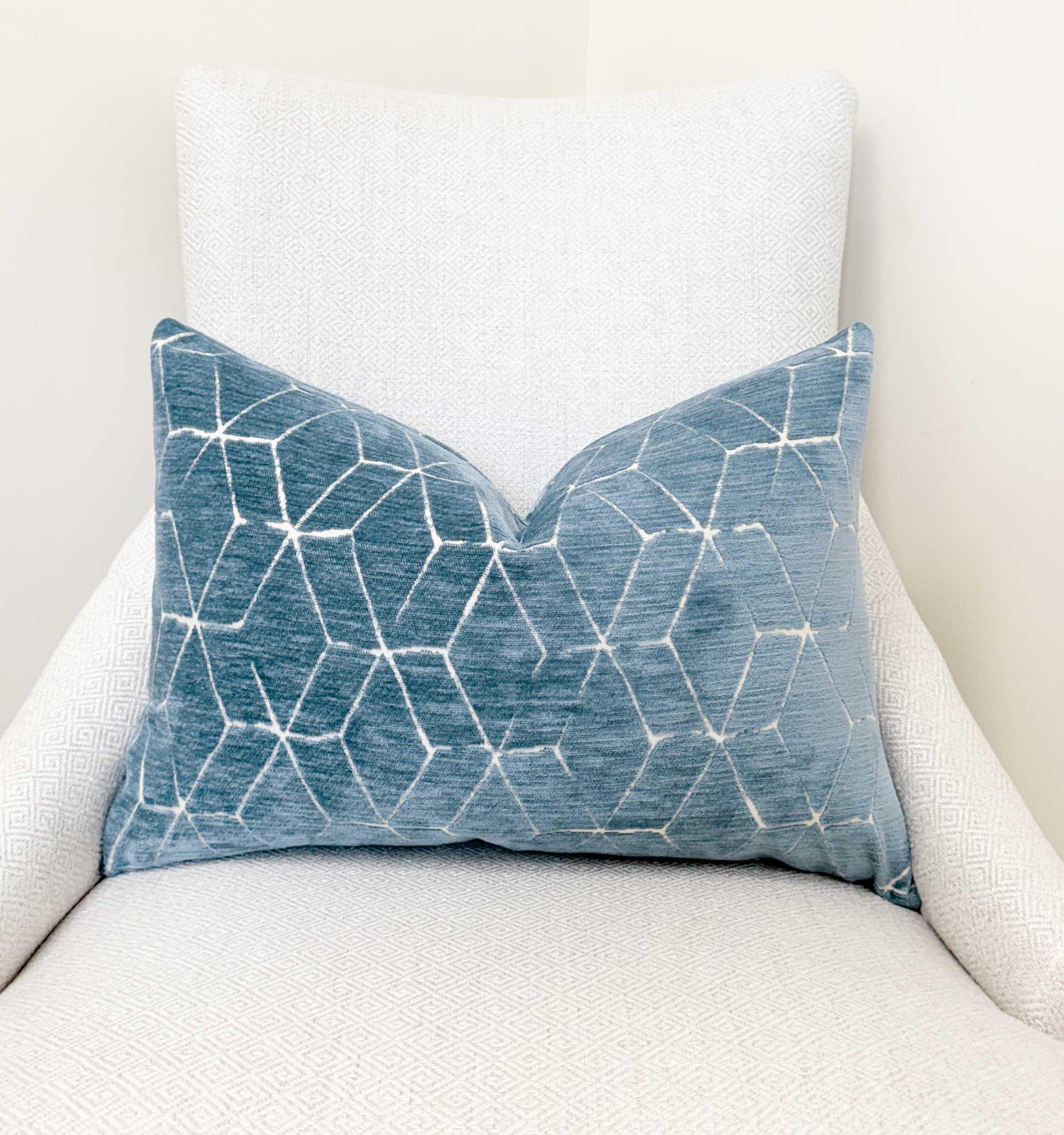Blue Abstract Linework Velvet Pillow Cover - Image 2