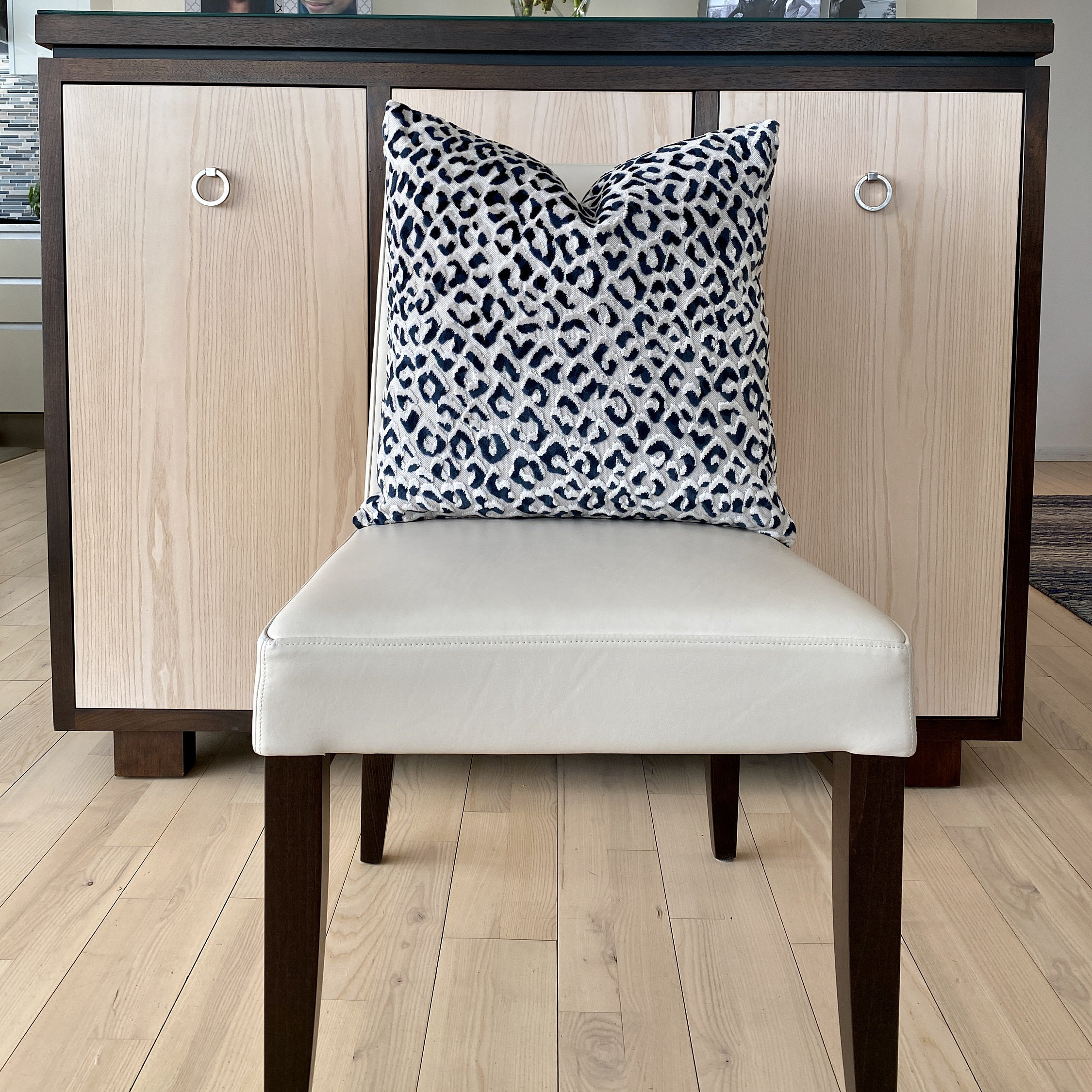 Navy Blue Leopard Print Velvet Pillow Cover