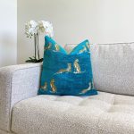 Teal Leopard Motif Velvet Pillow Cover