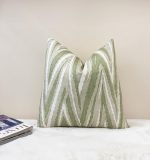 Sage Green Organic Wavy Stripe Velvet Pillow Cover