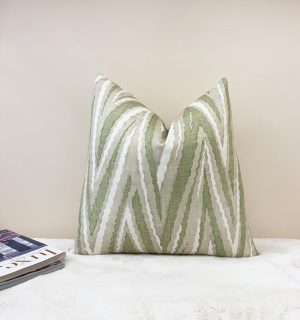 Sage Green Organic Wavy Stripe Velvet Pillow Cover