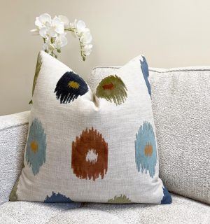 Multicolor Abstract Ikat Medallion Velvet Pillow Cover