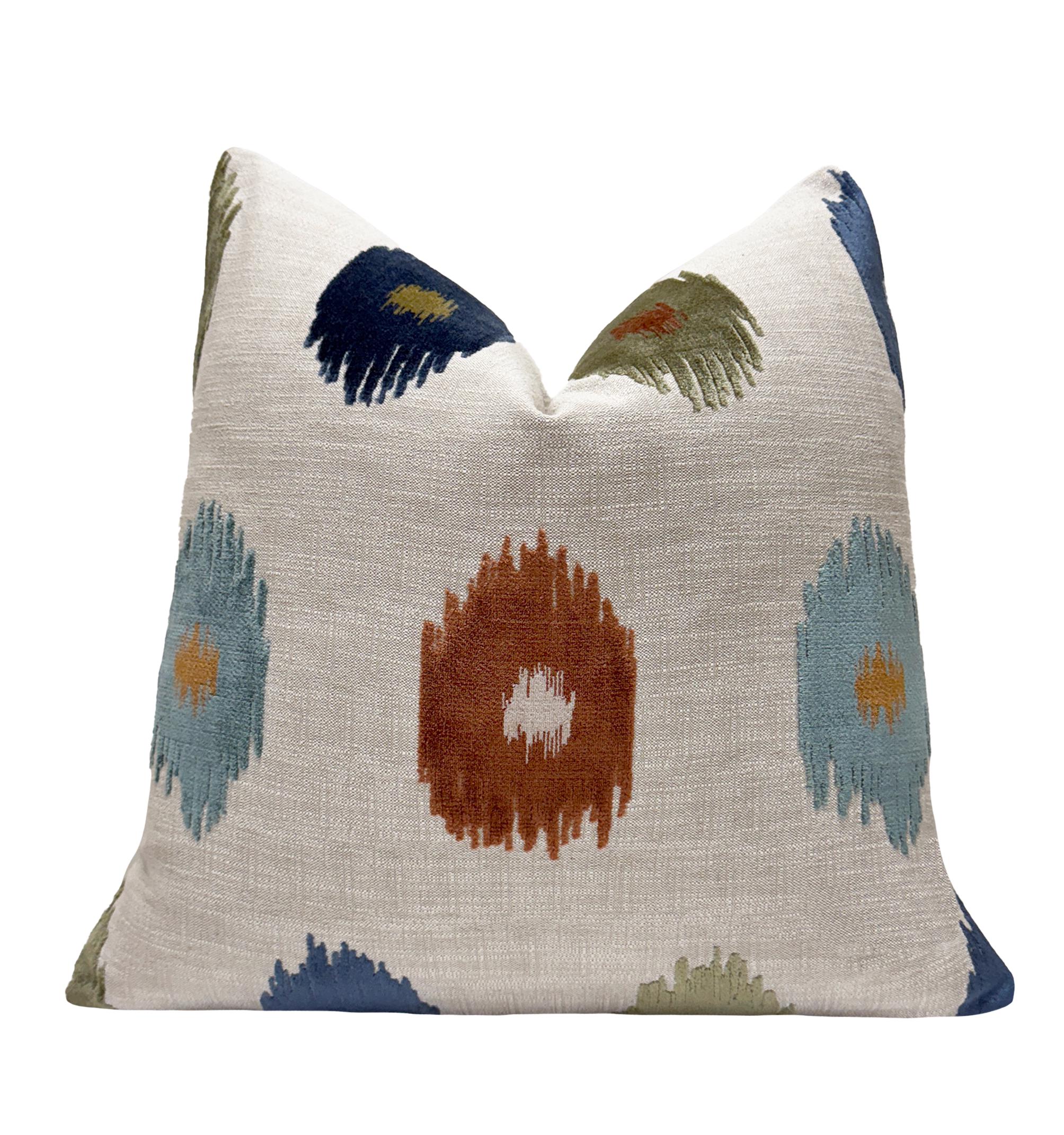 Multicolor Abstract Ikat Medallion Velvet Pillow Cover - Image 3