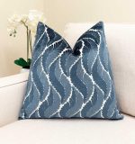 Blue Fern Leaf Velvet Pillow Cover