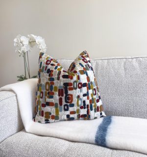 Multicolor Mosaic Geometric Velvet Pillow Cover
