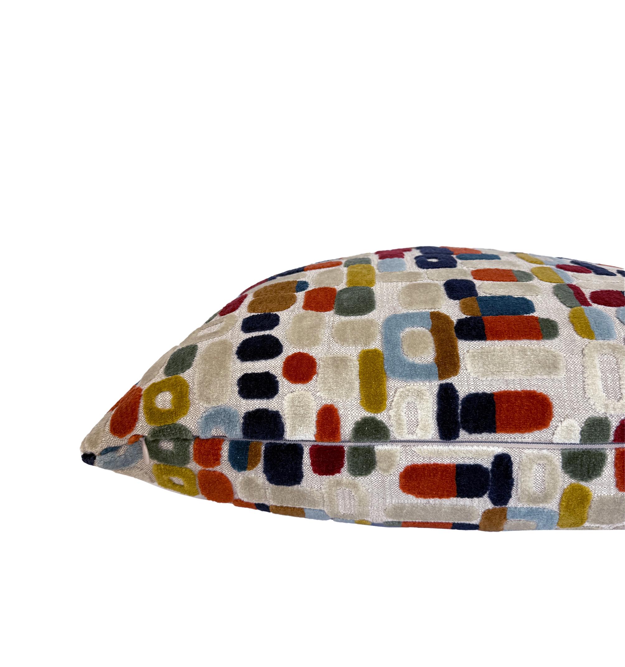 Multicolor Mosaic Geometric Velvet Pillow Cover - Image 5