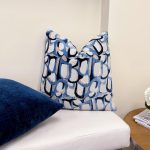 Blue Abstract Loop Geometric Velvet Pillow Cover